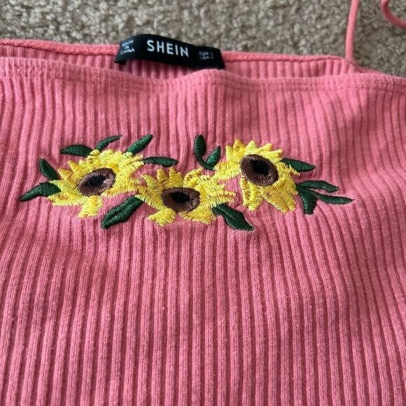 SHEIN Floral Embroidered Crop Cami Top Large - Picture 16 of 16